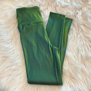 Carbon 38 greenish blue metallic leggings